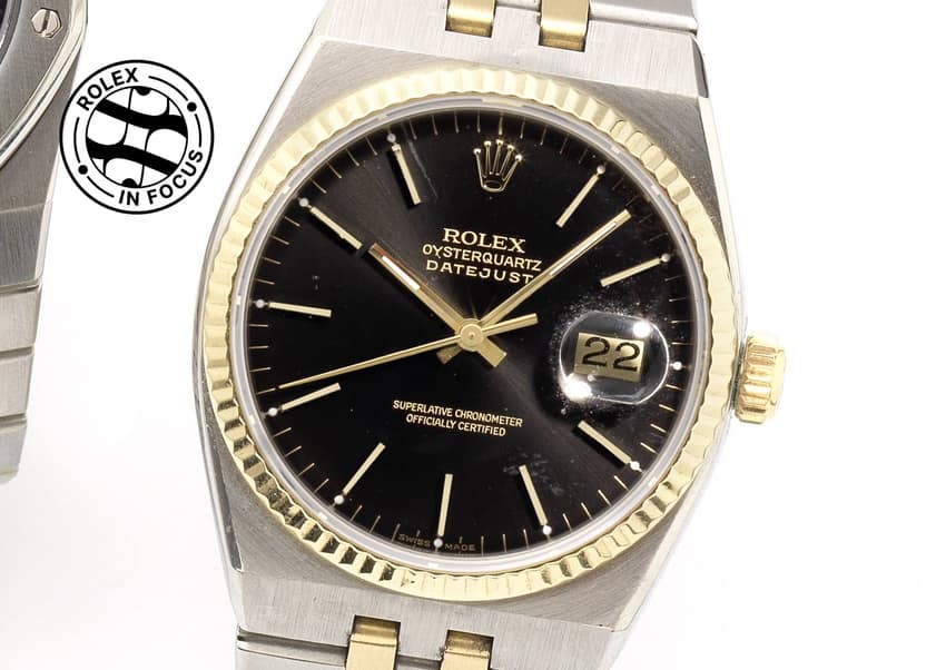 A two-tone Datejust with black dial, Reference 17014, from the early 80s. Image: Bonhams