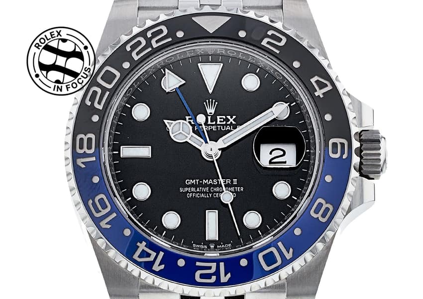 One of the most recent GMT Master II models with blue and black bezel