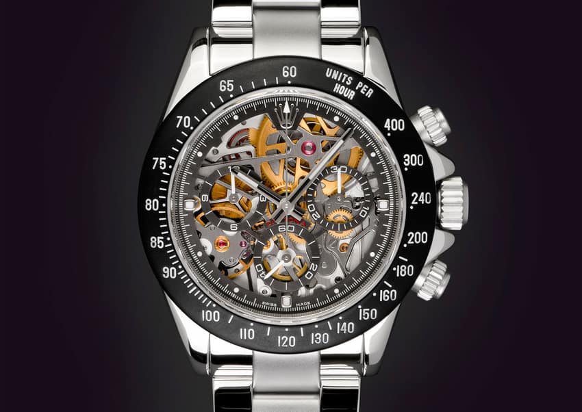 This bespoke watch is a unique piece modified according to an individual's requirements