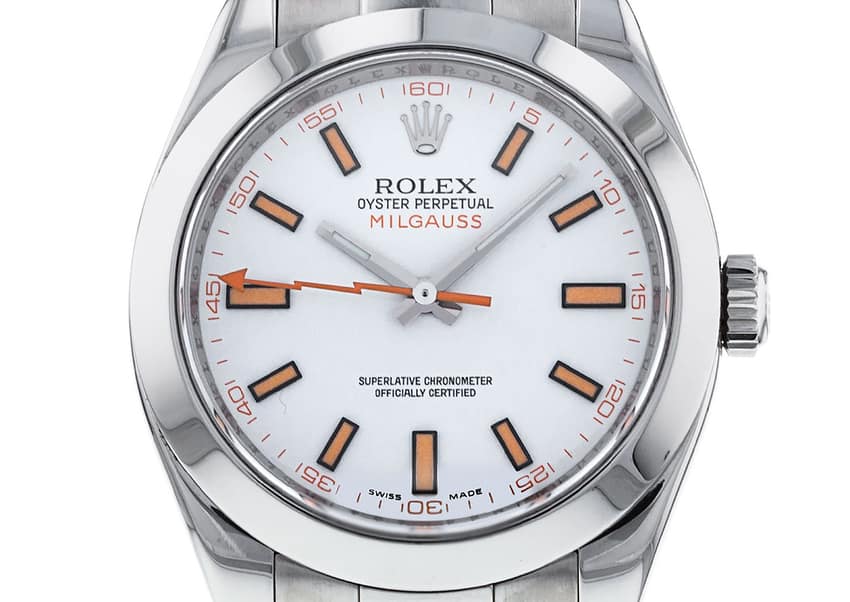 The Milgauss was relaunched in 2007 with the lightning-bolt seconds hand getting the full Tango treatment!
