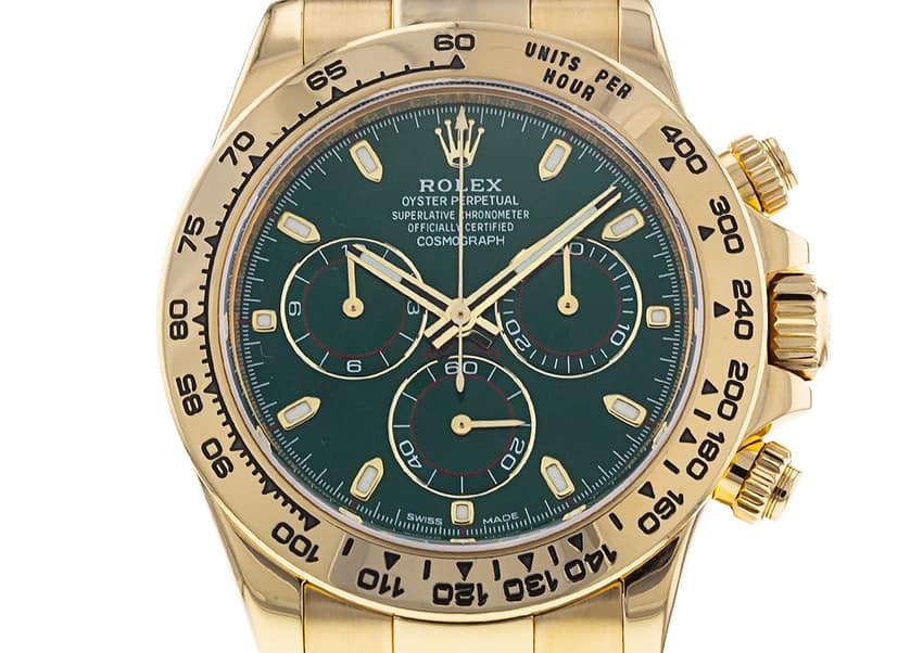 The "John Mayer" Daytona teams a deep-green dial with yellow-gold and the result is pretty stunning