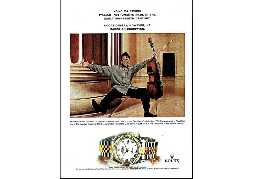 Cello player Yo-yo Ma - one of the less orthodox faces to front a Rolex campaign