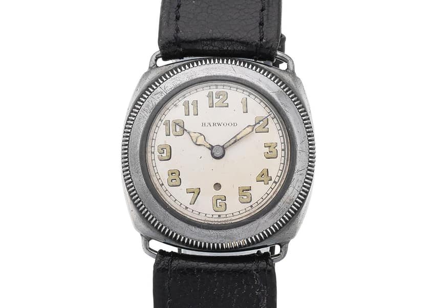 This Harwood model proved instrumental in the development of the self-winding wristwatch. Image courtesy of Bonhams