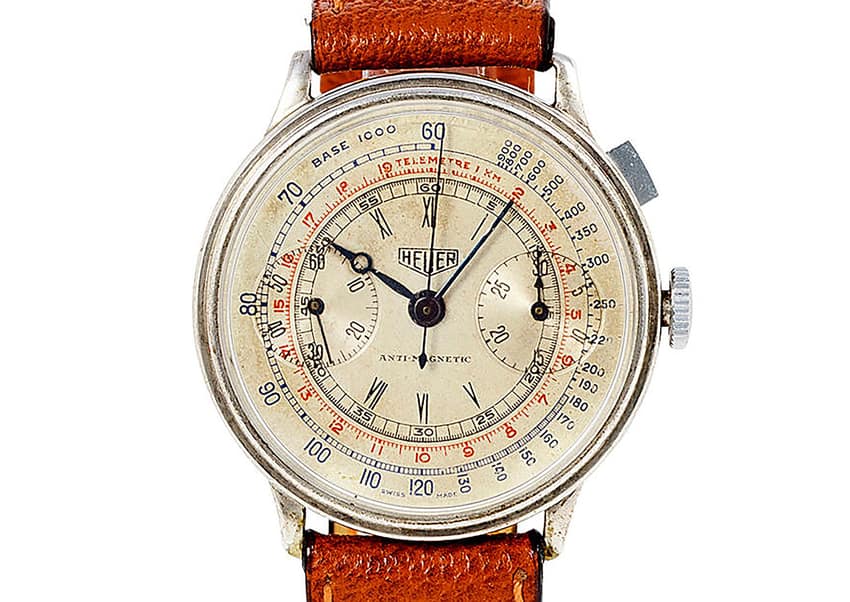 A 1930s Heuer chronograph, a complication it excelled in. Image courtesy of Bonhams