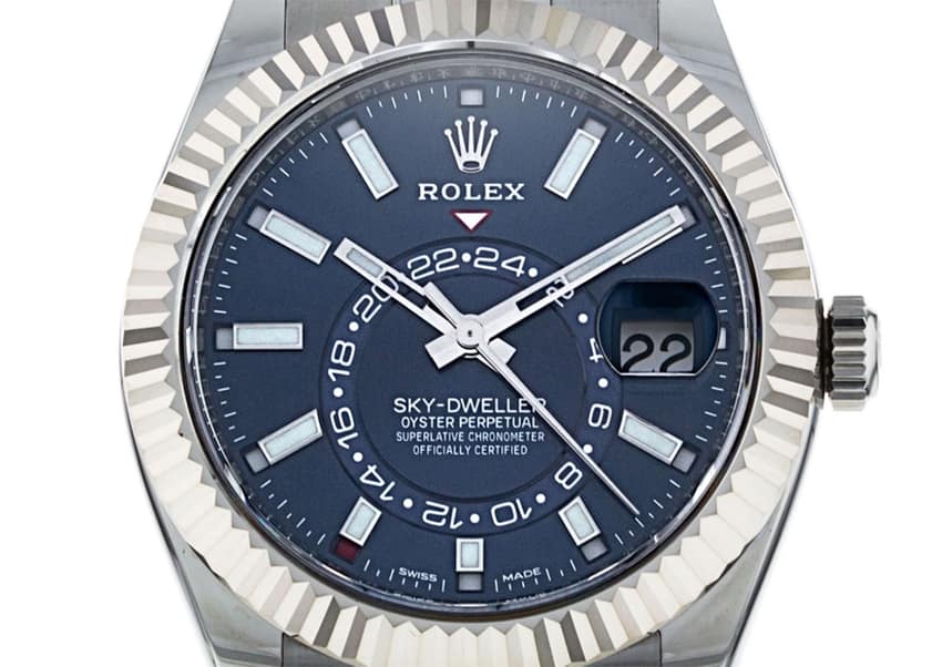 The Sky-Dweller is one of several watches worn by Rolex ambassador Roger Federer