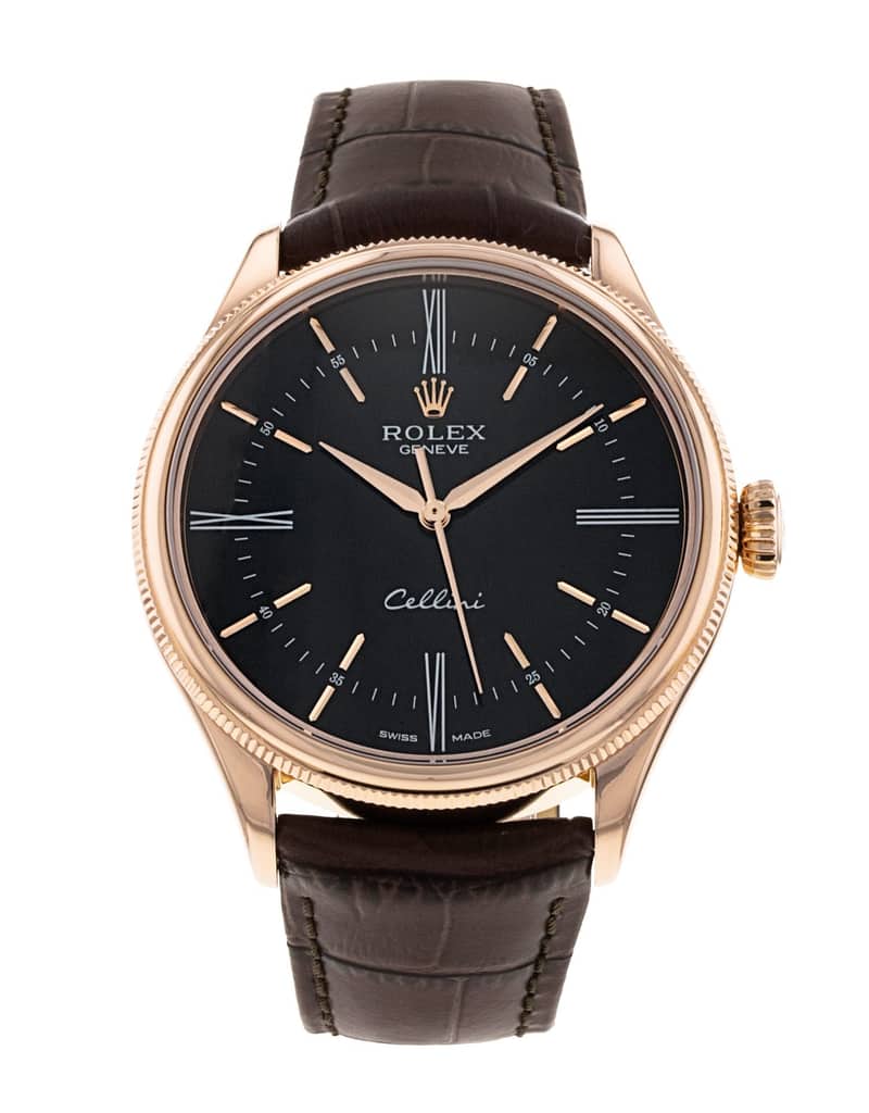 Rolex Cellini 50505, Black dial, 39mm Everose Gold