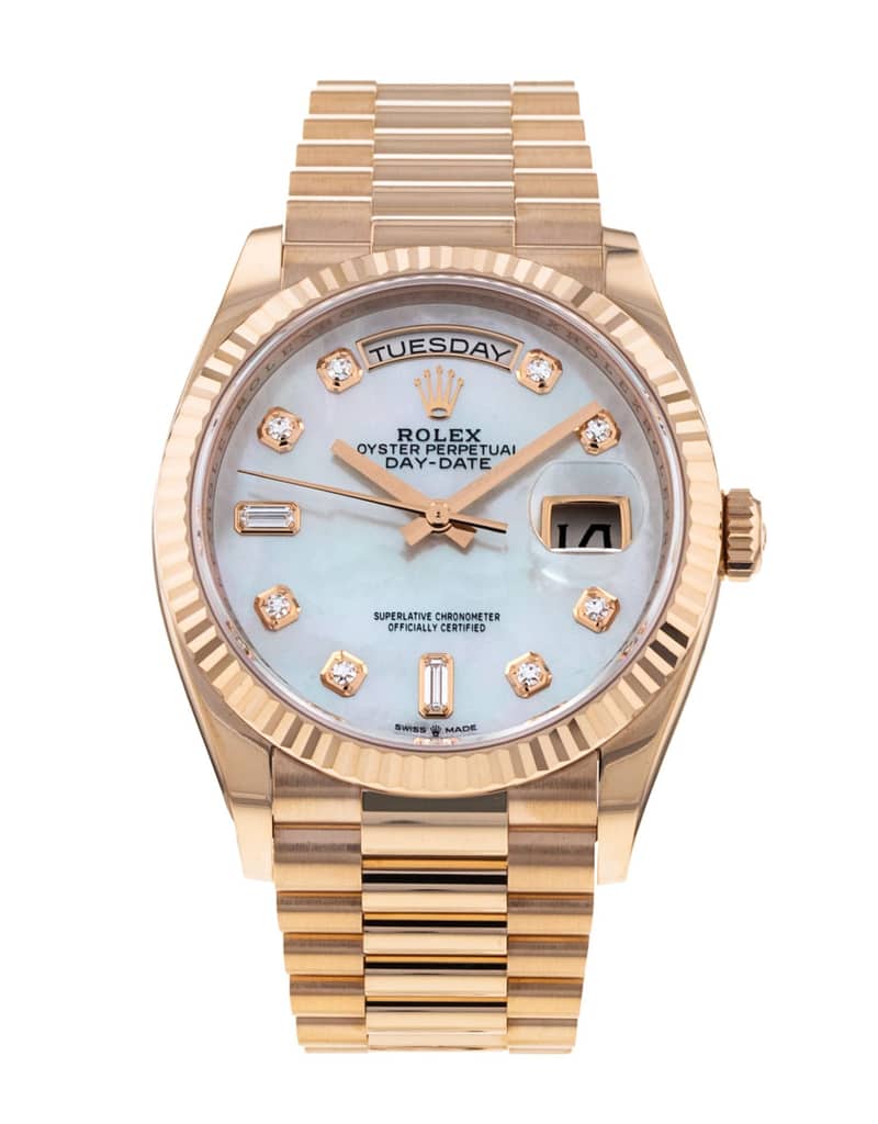 Rolex Day-Date 128235, Brown dial, 36mm Platinum