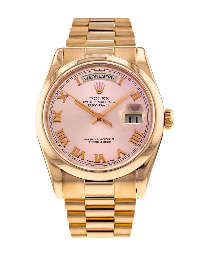 Rolex Day-Date 118205, Olive Green dial, 36mm Everose Gold