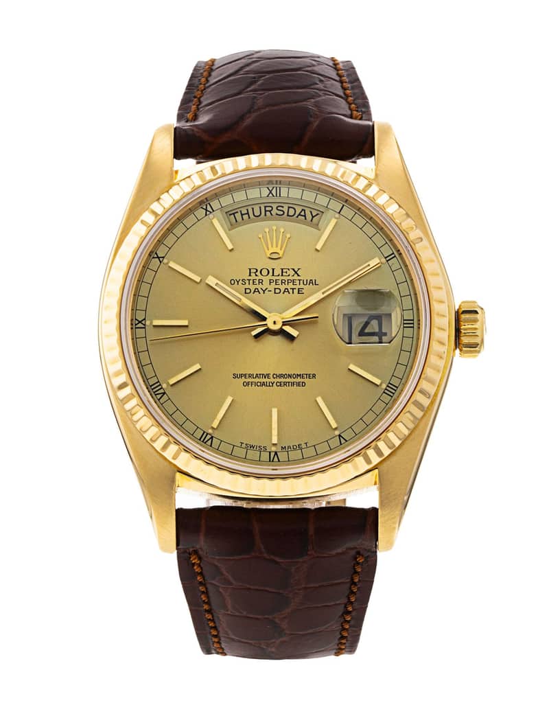 Rolex Day-Date 18038, Champagne dial, 36mm Yellow Gold