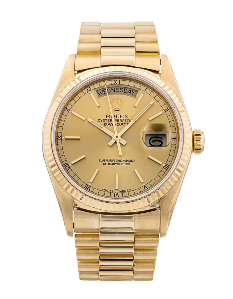 Rolex Day-Date 18038, Champagne dial, 36mm Yellow Gold