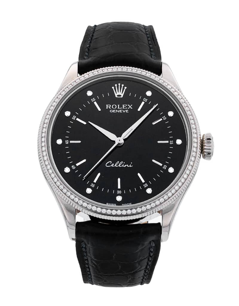 Rolex Cellini 50609 RBR, Silver dial, 39mm Yellow Gold