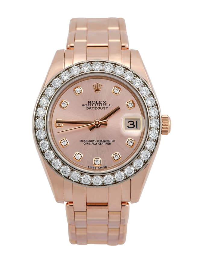 Rolex Pearlmaster 81285, Pink dial, 39mm Yellow Gold