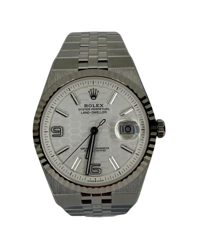 Rolex Land-Dweller 127334, Ice Blue dial, 36mm Everose Gold