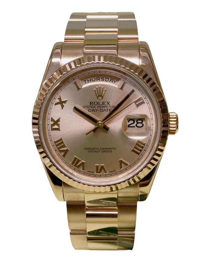 Rolex Day-Date 118235, Silver dial, 40mm Everose Gold