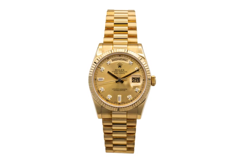 Rolex Day-Date 118238, Olive Green dial, 40mm Yellow Gold