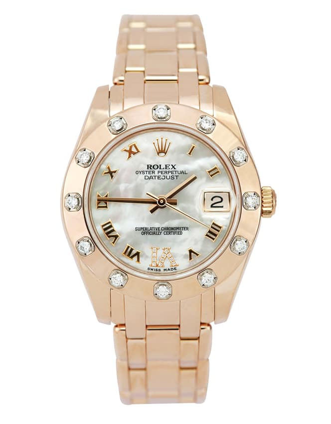 Rolex Pearlmaster 81315, White dial, 34mm Yellow Gold