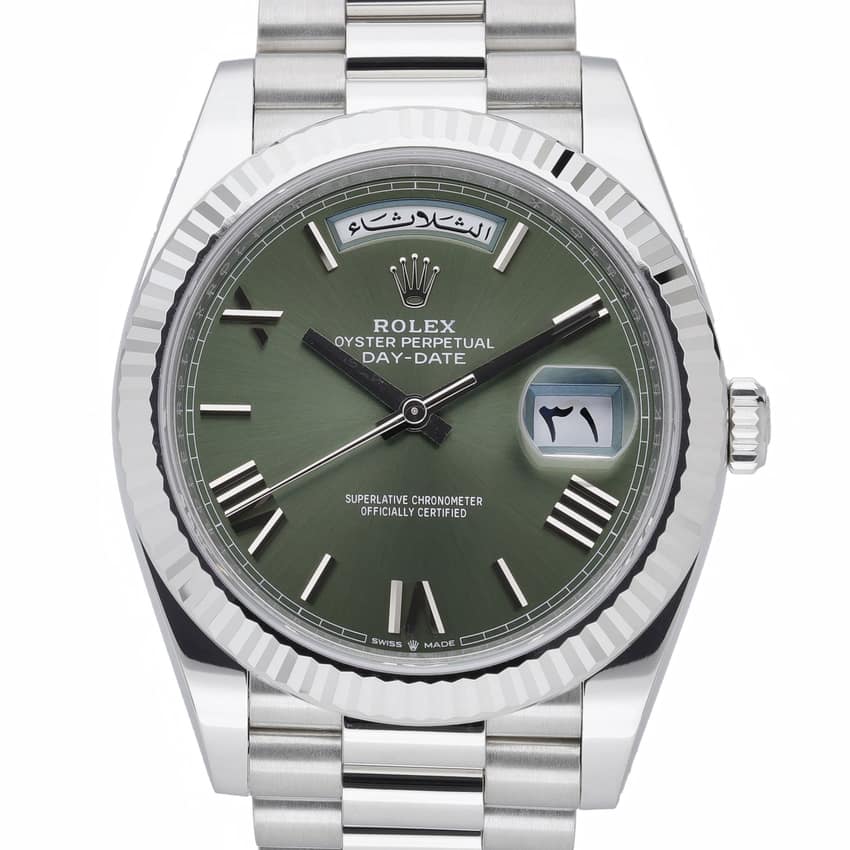 Rolex Day-Date 228236, Green dial, 36mm Platinum