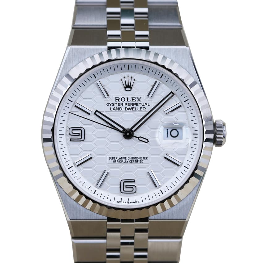 Rolex Land-Dweller 127334, Ice Blue dial, 36mm Platinum
