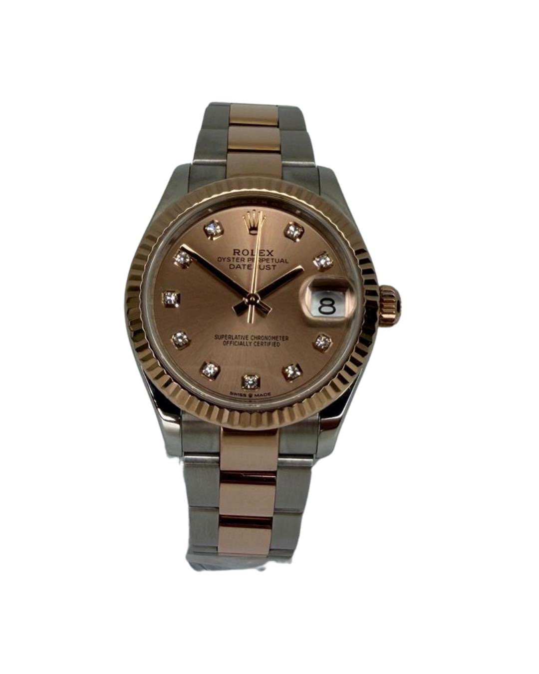 Pre-owned Rolex Lady-Datejust in Everose Rolesor with a pink diamond-set dial