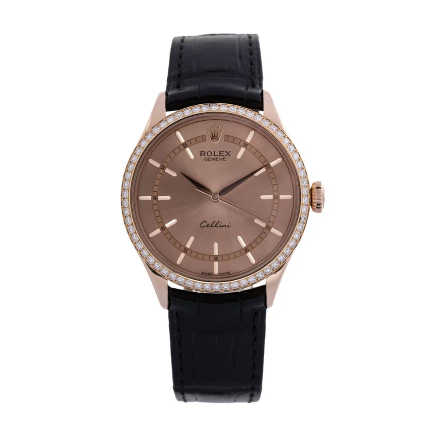 Rolex Cellini 50705 RBR, Blue dial, 39mm Yellow Gold